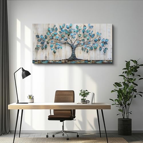 Large Canvas Wall Art for Living Room Bedroom Office - Green Tree Landscape Painting 24x48