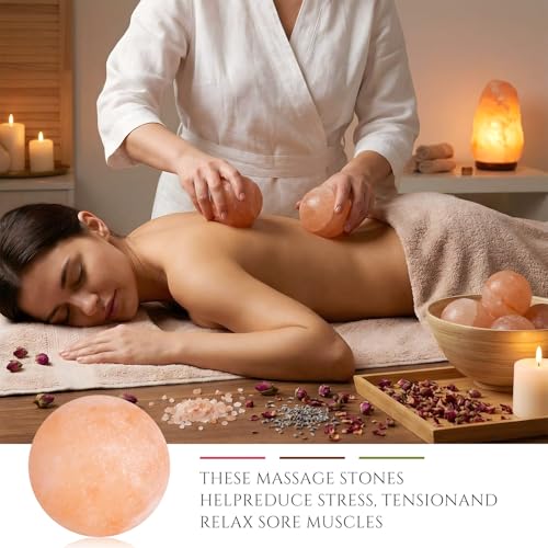 Himalayan Salt Massage Stones Set - Round Ball 10 Pack for Relaxation & Therapy