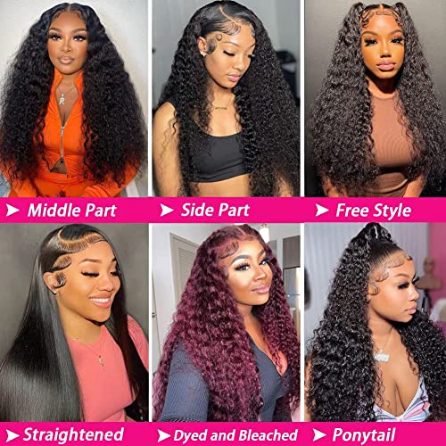 GLOWNINA Deep Wave Lace Front Wig 20 Inch Human Hair 13x4 HD Pre Plucked