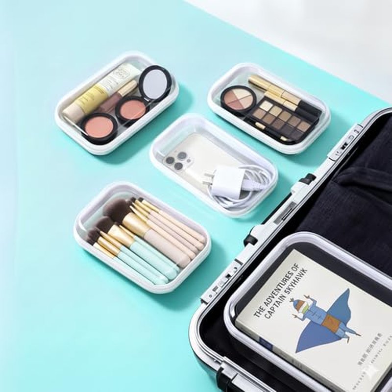 4PCS Clear Hard Shell Double-Zipper Pouches, Transparent Plastic Organizer Bags for Travel Cosmetics, Toiletries, Toy Storage & More