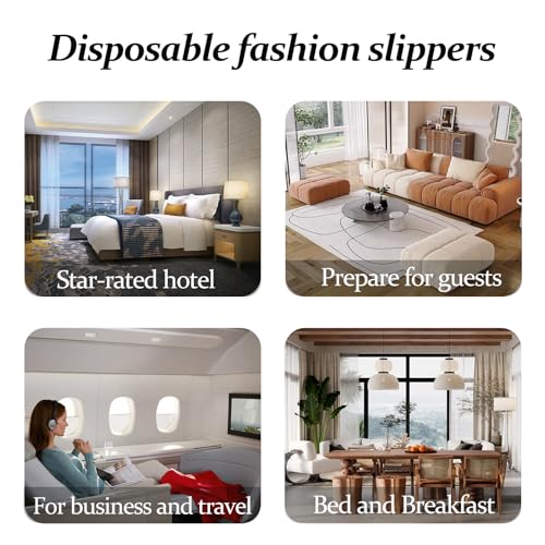 Reusable Spa Slippers for Guests with Ribbons - 7.5-9.5 Size, Pink, Champagne, Purple