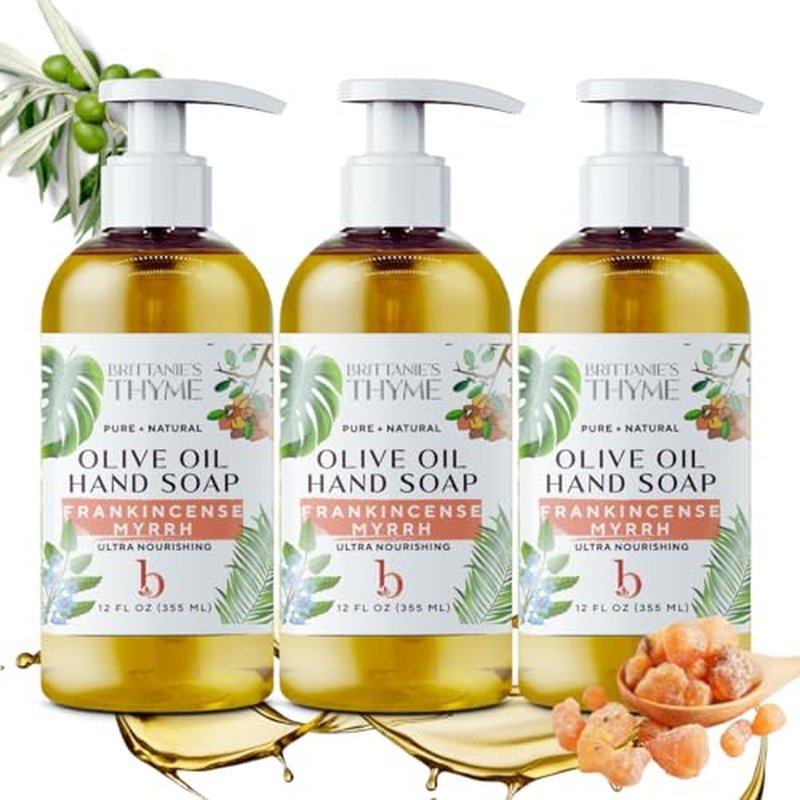 Brittanie¡¯s Pure Castile Liquid Soap Refill, Frankincense, 12 Ounce 3 Pack | Dish Soap, Hair & Body, Home, Gentle and Pure, Made with Natural Luxurious Oils, Vegan & Gluten Free Non-GMO