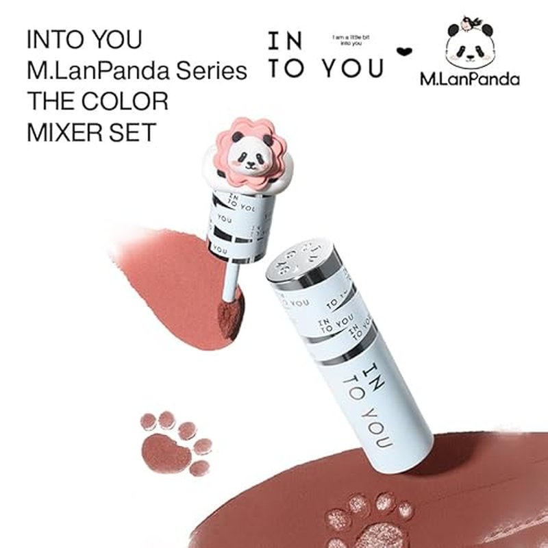 INTO YOU x M.Lan Panda Matte Lipstick, Super Stay Waterproof Long Lasting Lip Mud for Women, High Impact Lip color With Lightweight Clay Texture, Dual-use for Lips and Cheek, MLE03