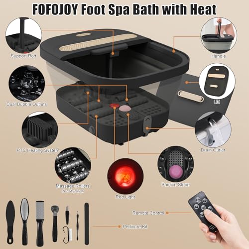 Collapsible Foot Spa Bath with Heat, Bubble Jets, Massage & Pumice Stone