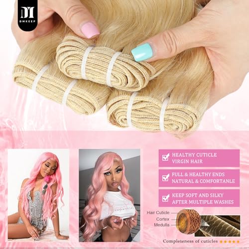 Human Hair Bundles 12A Blonde Body Wave 16 Inch - Unprocessed Virgin Brazilian 613 Extensions