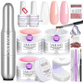 15 pcs Nail Builder Gel Kit with Drill & Lamp - Clear Pink Nudes Nail Extension