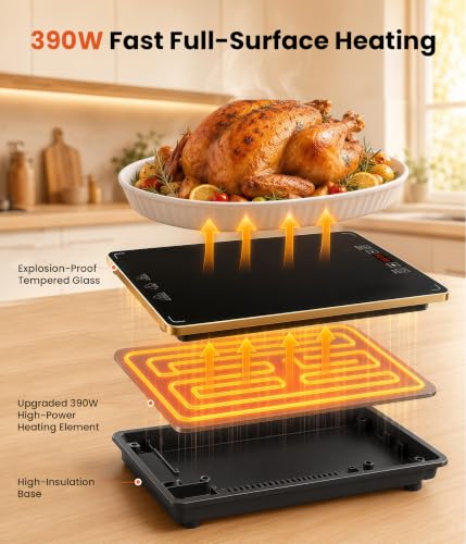 Electric Warming Tray 4-in-1 Modular Food Warmer 34x15 Inch Adjustable Temperature