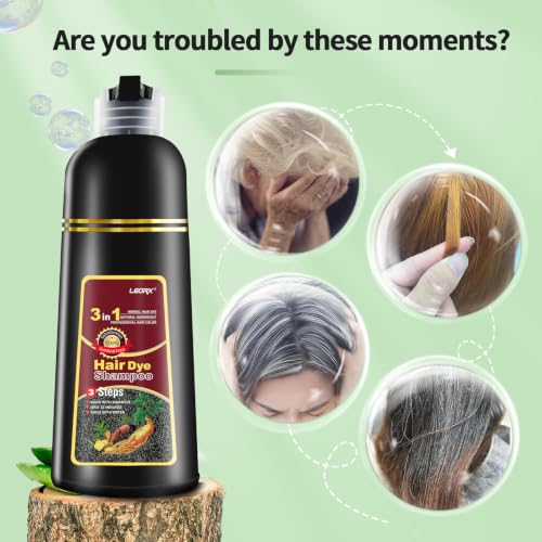 Leorx Hair Dye Shampoo 3-in-1 Blonde Brown Color Hair Coloring & Nourishing Treatment - For Women & Men