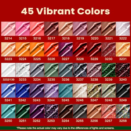 Lavender Violets 73 Pcs Gel Nail Polish Kit with U V Light, 45 Colors with Nail Primer,Builder Base,Matte & Glossy Top Coat Soak Off Manicure Tools Gifts for Women LA06