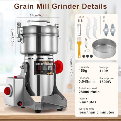 Electric Grain Mill Grinder 800g Stainless Steel Food Flour Mill for Home Use