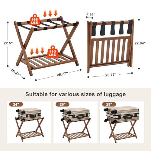Oakvivo Walnut Fully Assembled Luggage Rack for Guest Room - 1 Pcs