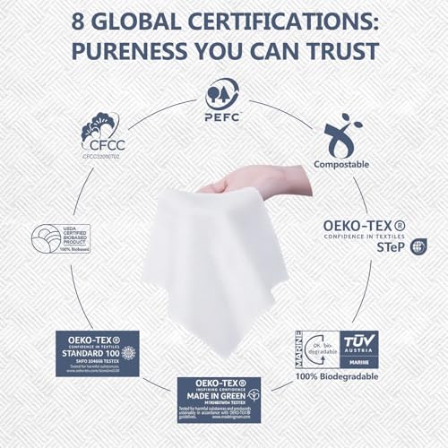 Premium Disposable Face Towels, 10"x12" XL, 90gsm Ultra-Thick 100% USDA Biobased Facial Towel, Gentle for All Skin Types, Magnetic Closure Box with Visibility Window (2 packs of 50ct)