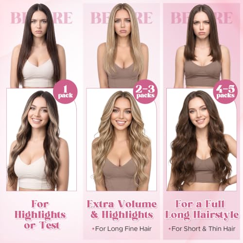 Nano Bead Hair Extensions 18 Inch Real Human Hair - Medium Brown #04 - Seamless & Reusable