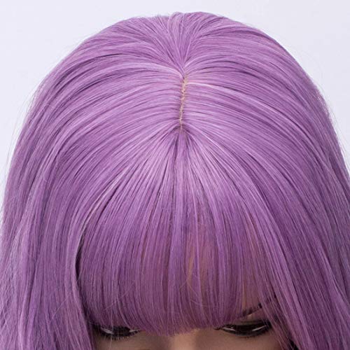 BERON 27-Inch Lavender Purple Curly Wavy Synthetic Wig with Bangs for Women