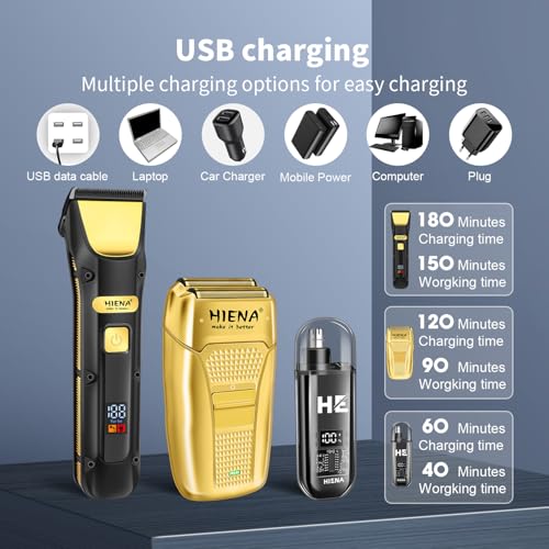 HIENA PRO Professional Cordless Hair Clippers & Grooming Kit for Men