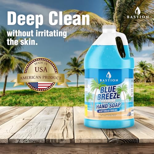 Bastion Blue Breeze Antibacterial Foaming Hand Soap Bulk Refill 128 oz – 1 Gallon, Rich Moisturizing Lather