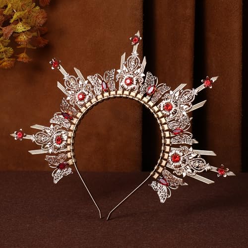 Red Butterfly Halo Crown Headpiece for Cosplay & Festivals - Handmade