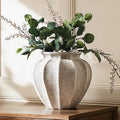 LE TAUCI Weathered White Ceramic Vase 11.3 Inch - Sandstone Finish, Farmhouse Decor
