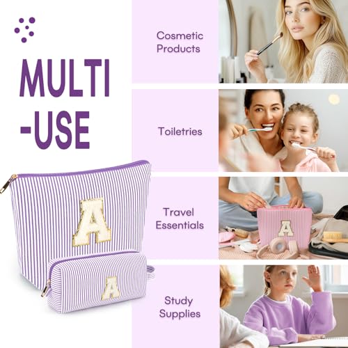 Initial Makeup Bags for Women - Purple Z, 2-Piece Cosmetic Travel Set