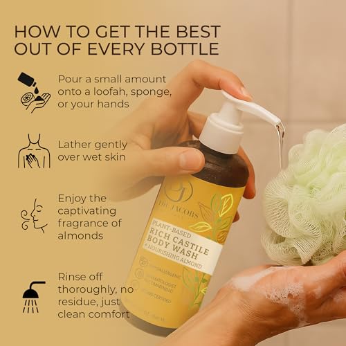 Dr. Jacobs Naturals Castile Body Wash Almond with Pump - Plant-Based 32 oz