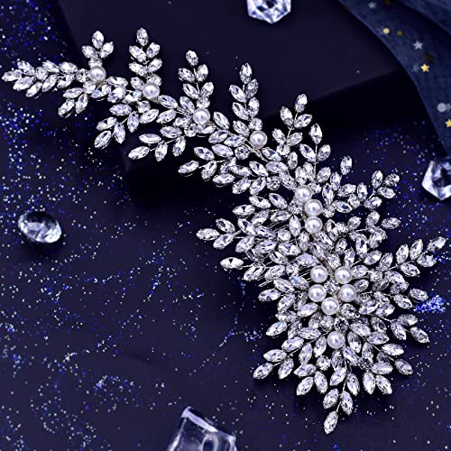 Silver Wedding Hair Comb with Pearls and Rhinestones Bridal Hair Accessory