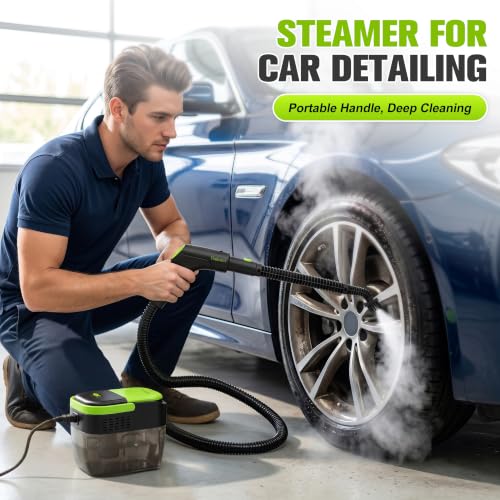 Portable Handheld Steam Cleaner for Home with 11 Accessories - Green