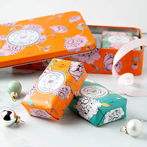 La Chatelaine Organic Shea Butter Orange Soap Trio Gift Set in Tin | Made in France