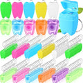 Landical 100 Pcs Mini Tooth-Shaped Dental Floss Keychains Bulk, Portable Oral Care, Mixed Colors