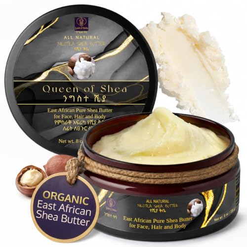 Queen of Shea East African Pure Shea Butter 8oz - Organic, Unrefined Face, Hair & Body Moisturizer