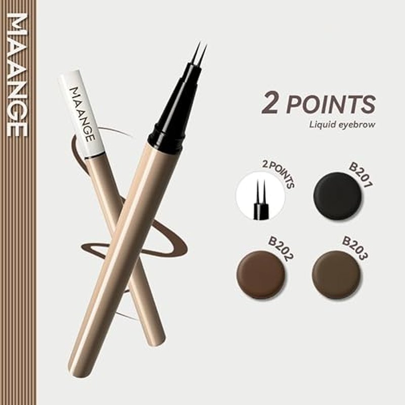 MAANGE Liquid Brow 2-Fork-Tip£¬Ultra-fine Waterproof Long-lasting, Smudge-Proof, Creates Natural Tint,Deep Brown,B202-2pcs