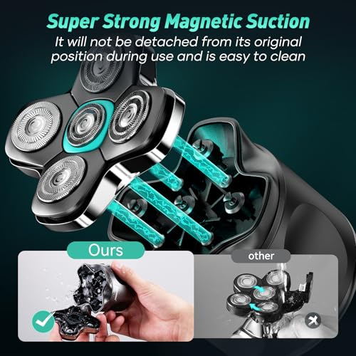 5D Head Shavers for Bald Men - Kensen 2025 Upgraded Large Hair Chamber Bald Head Shavers for Men, Christmas Gift Best Head Razors for Bald Mens Waterproof USB-C Cordless 160min for Home Office Travel