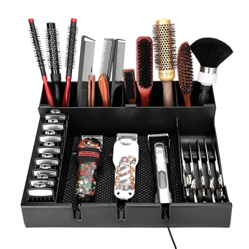 15 Inch Barber Clipper Station Organizer with Removable Tray & Dedicated Slots