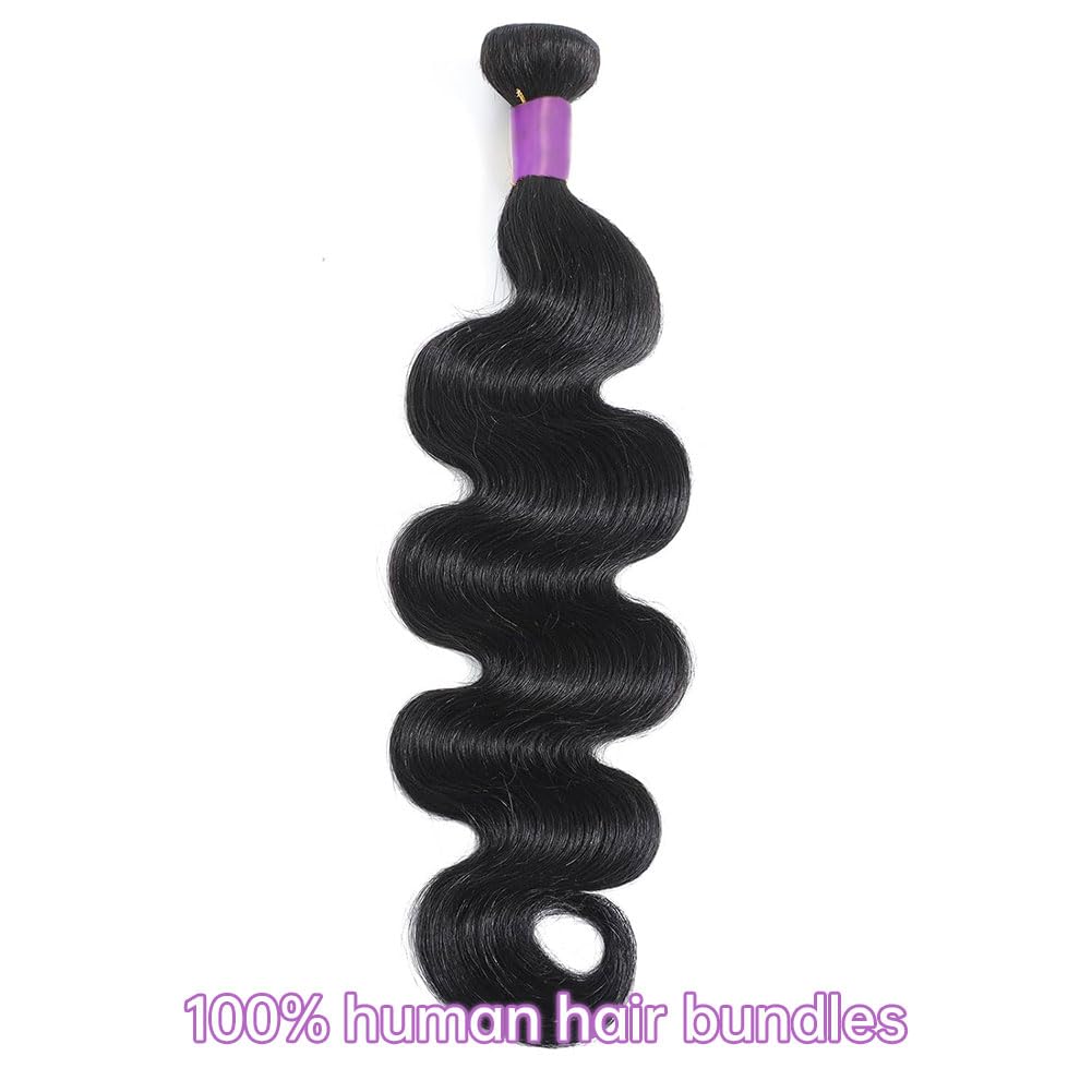 10 Inch 1 Bundle Human Hair 12A Body Wave Bundles Human Hair 100% Unprocessed Brazilian Virgin Human Hair Extensions for Women Natural Black