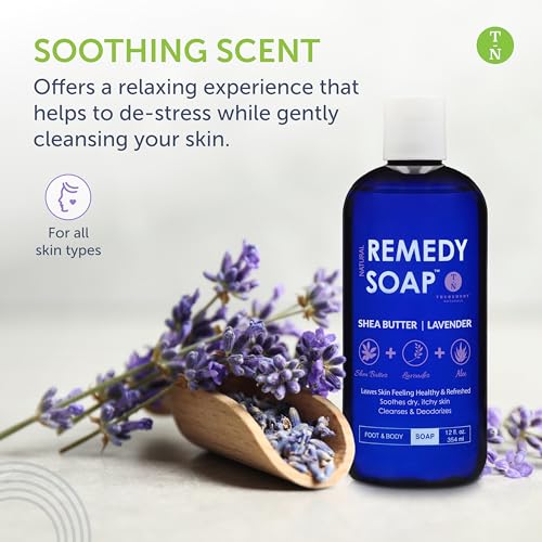 Truremedy Naturals Body Wash 2-pack (12 oz Each) Natural Antifungal Shower Gels - Tea Tree & Peppermint and Lavender