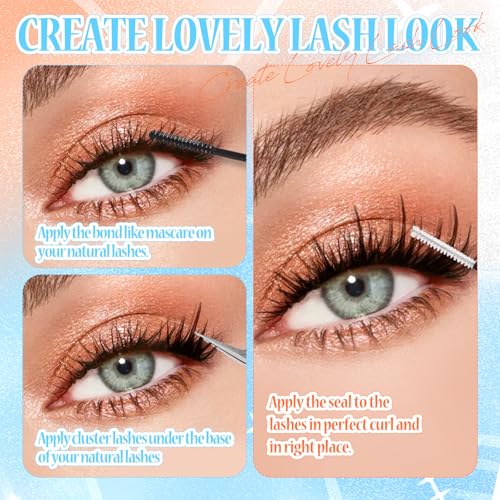 Lash Clusters Brown Fairy Eyelash Clusters DIY Eyelash Extensions 10-16MM D Curl Natural Individual Lashes Wispy 120Pcs Manga Lashes Cluster, DIY Lash Extensions at Home