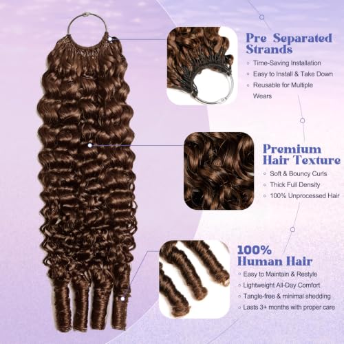 Crochet Human Hair Extensions - Burmese Curly, 14 Inch, 120g - Chocolate Brown - Miracle Knots