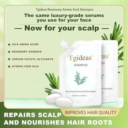 Tgideas Rosemary Biotin Amino Acid Shampoo, Hair Growth Shampoo for Women and Men, Thinning Hair Loss Natural 8.45 fl oz, Two-Pieces