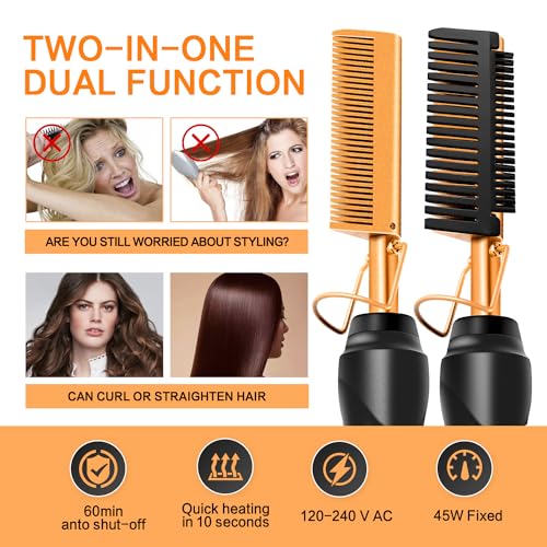 17 Pcs Hair Styling Set with Hot Comb Wigs Clips & Glue for Black Hair