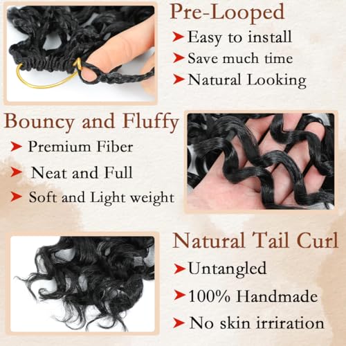 Naniciar Pre Looped Gogo Curl Crochet Hair 14 Inch 8 Packs Short Deep Wave for Women (Variation 1B)