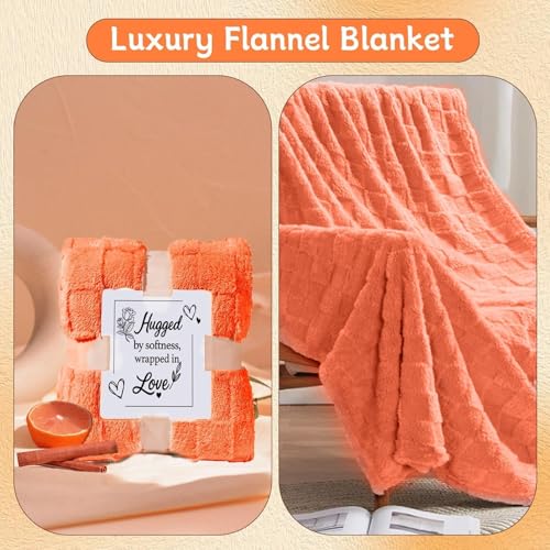 Self Care Gift Set for Women - Fall Spa Basket with Candle, Socks, Blanket & More - Orange Themed Relaxation Gifts - Standard