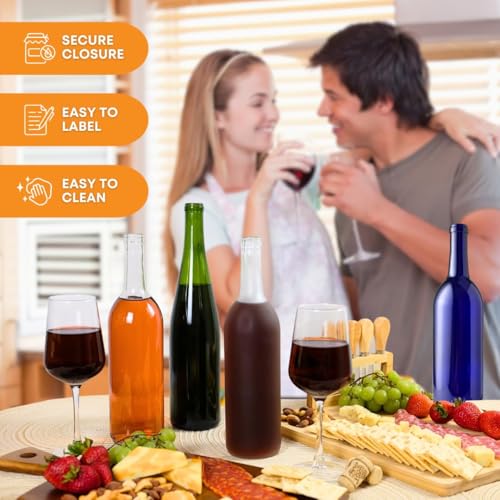 Blue 750ml Cobalt Wine Bottles with Corks - 48 Pack, Bordeaux Style - Variation of THIS listing