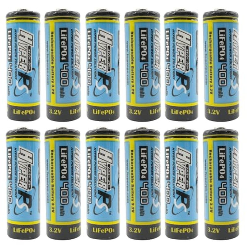 12 Pack 3.2V LiFePo4 14430 (14 x 43mm) 400mAh Rechargeable Battery for Solar Panel Light, Tooth Brush, Shaver, Flashlight