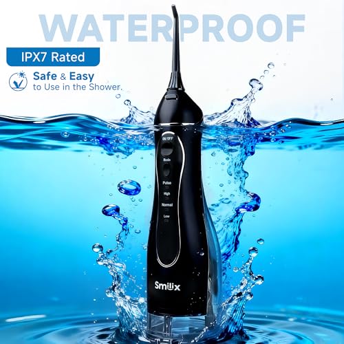 Black Cordless Water Flosser for Teeth & Braces, 300ML Travel Dental Cleaner