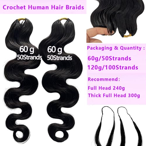 60g 50Strands Feather Crochet Hair Extensions 16 Inch Body Wave Human Hair Reusable