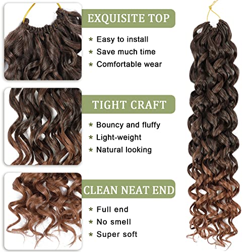 Vomella GoGo Curl Crochet Hair 8 Packs Water Wave 18 Inch Curly Synthetic Extensions T30