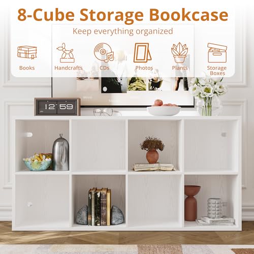 IRONCK White 8-Cube Reversible Storage Organizer - Multi-Use Bookshelf & TV Stand