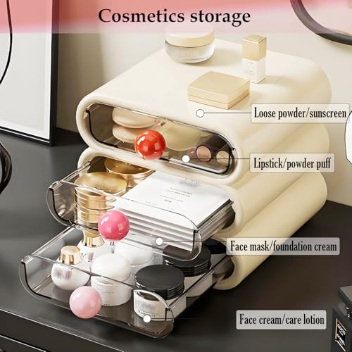 3-Tier Clear Makeup Organizer Drawer with Handles for Vanity, Bathroom & Desk