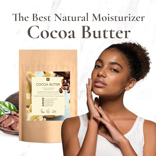Pure Organic Cocoa Butter 16oz for Lotion, Lip Balm, Body Cream - Vegan, Non-GMO