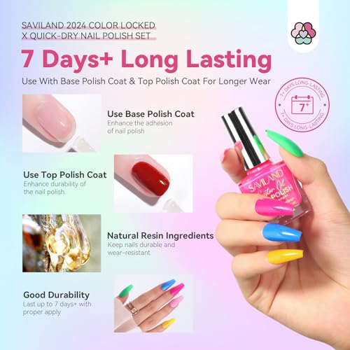 Neon Nail Polish Set 14 Colors Fast Dry Non-Gel Manicure with Base & Top Coat