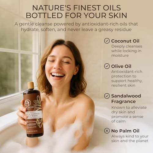 Castile Body Wash with Sandalwood - Plant-Based Liquid Soap 32oz 2 Pack